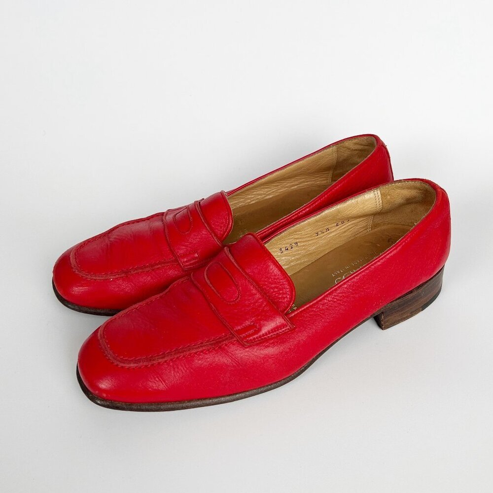Vintage Gravati Penny Loafers Leather Preppy Pop Of Colour Bold Statement Italy